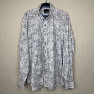 Classic Fit Button Front Long Sleeve Sz XX-Large Blue Paisley Shirt